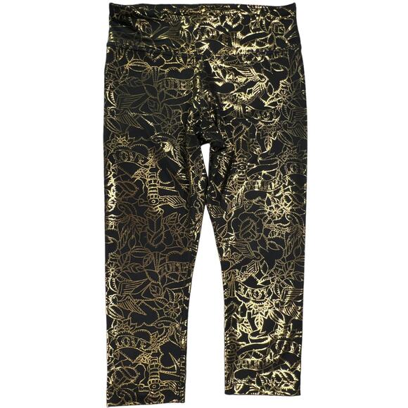 Zumba Love Metallic Capri Leggings Extra Small (XSpicy) Gold Black - Picture 2 of 12